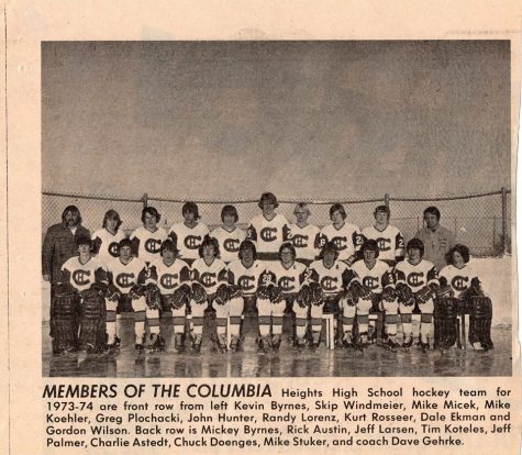 Photo collected from the CHHS Alumi Facebook page of the 1973-74 Hockey Team