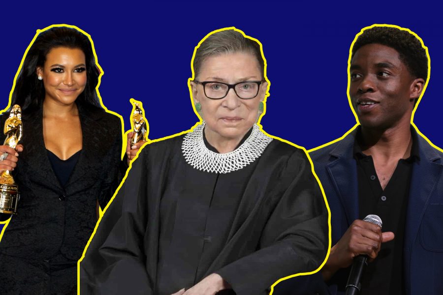 From left to right: actress Naya Rivera, Supreme Court Justice Ruth Bader Ginsburg and actor Chadwick Boseman are just a few of the heart-wrenching, high-profile deaths of 2020.