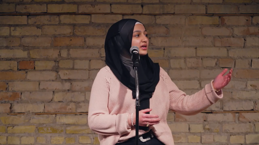 Donia Abu Ammo at the 2019 Poetry Out Loud finals.