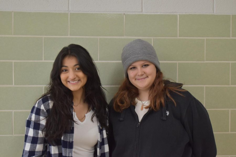 Anoosha Ali (12) and Caroline Raleigh (11) pose together as the new student representatives for the Columbia Heights Public Schools Disctrict. 