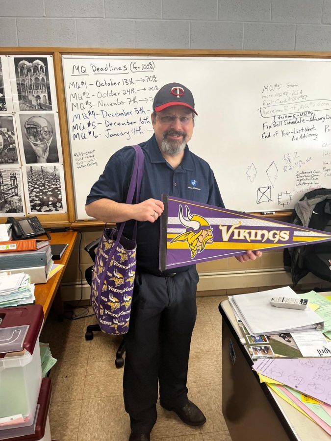 CHHS math teacher Mr. Daniel Honigs shows his Vikings spirit in the classroom during the NFL season, even when the team doesnt live up to its potential.