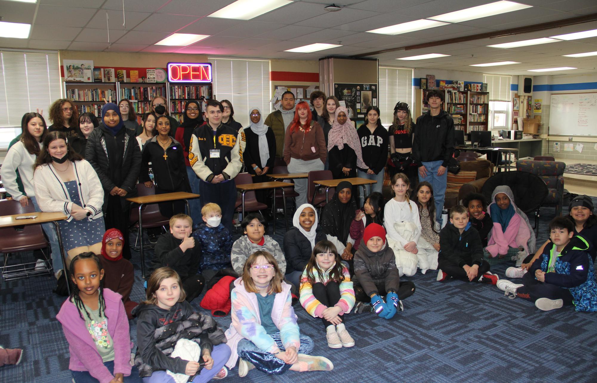 Highlands LEAP classroom (featuring mixed grades 3-5) visited The Heights Herald to learn more about journalism during their newspaper unit.