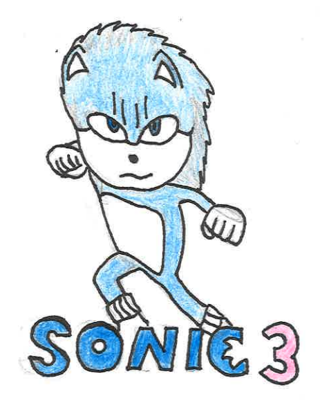 A sketch depicting the protagonist of the 3rd film of the Sonic sequel in action. 