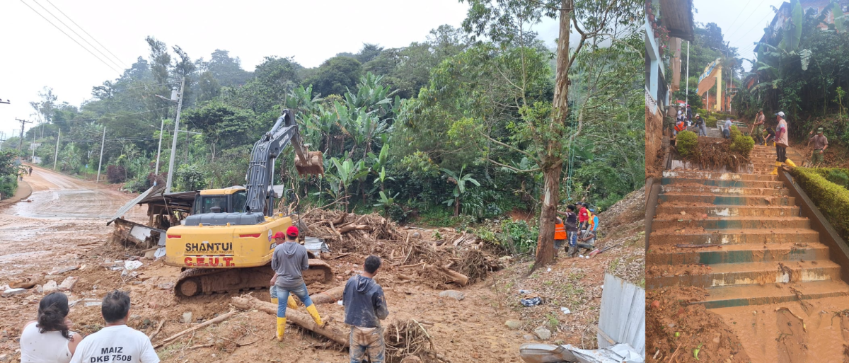Los habitantes de la provincia de Loja distrito de Chaguarpamba se encuentran limpiando las calles debido a los escombros y desechos traídos por las fuertes lluvias.
