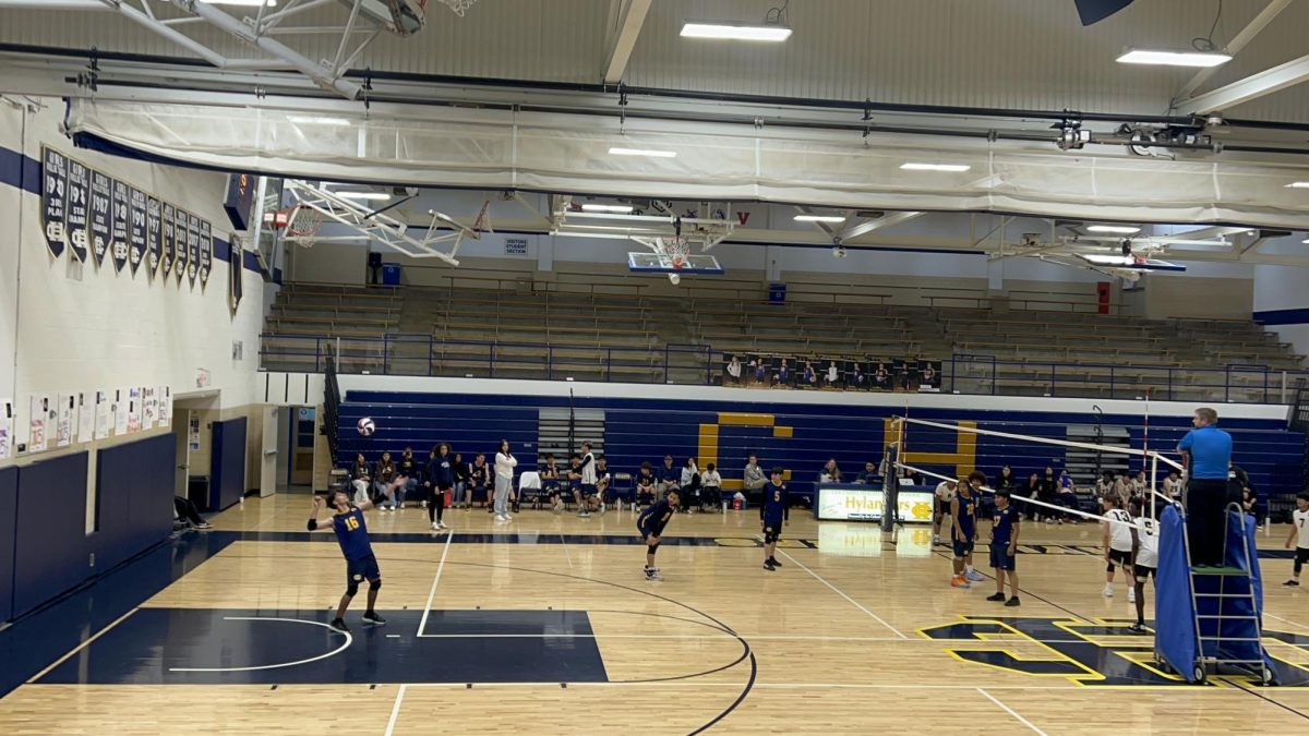 The Hylanders' inaugural boys' volleyball home game was a fierce match against Robbinsdale-Cooper in the Columbia Heights High School (CHHS) main gym.