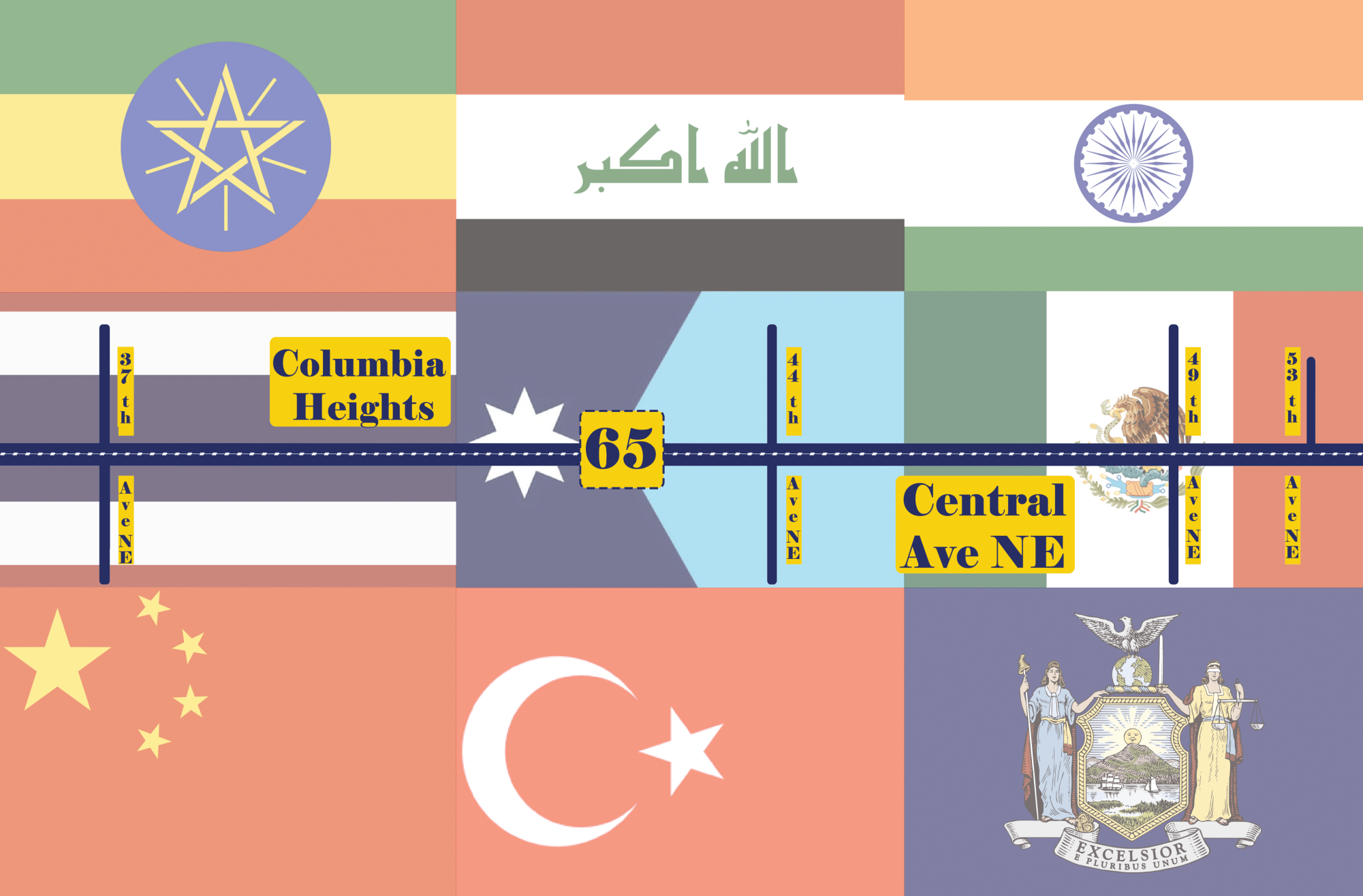 Dozens of countries are represented by the eclectic array of restaurants on the main thoroughfare in Columbia Heights.