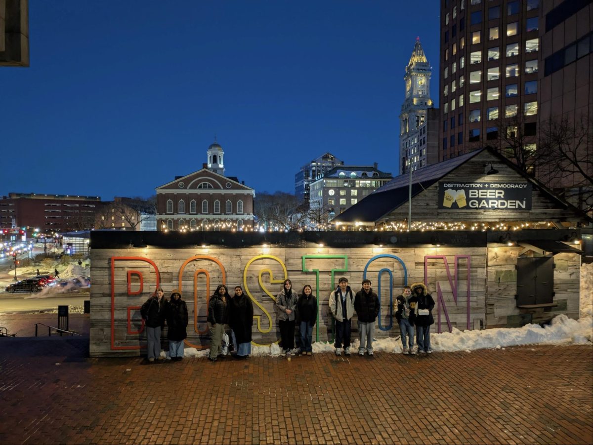 The CHHS speech team enjoyed some sightseeing in Boston while visiting Harvard University, including the iconic City Hall Plaza sign.