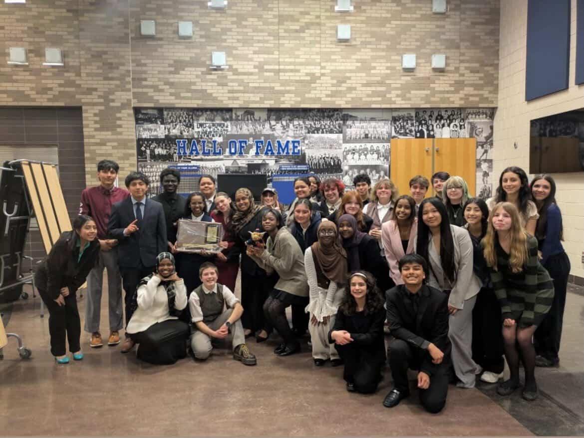 The speech team celebrates after another flurry of victories at the St. Anthony Village meet.