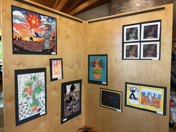 Some of our secondary students artworks here at Columbia Heights High School are displayed beautifully throughout the center!